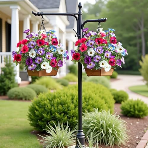 Colorful Artificial Morning Glory Flowers for Outdoor Planters, Premium UV Resistant Silk Faux Flowers for Porch, Hanging Basket & Window Box, Vibrant Garden Decor, No Pot, 13.3 Inch, 4 Bundles - Image 4