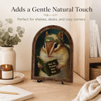 Wooden Tabletop Decor Funny Reading Chipmunk Art for Bookshelf Desk Shelf, Vintage Animal Sign with Rustic Frame, Home Office Decorative Accent - Image 2