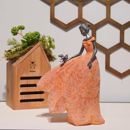 Guichifun Fairy Statue Orange Leaf Angel Girls Fall Decor - Image 5
