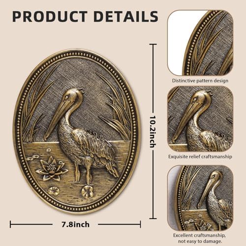 Vintage Pelican Wall Sculpture,Antique Wall Decor,Retro Art Birds Sculpture - Image 2