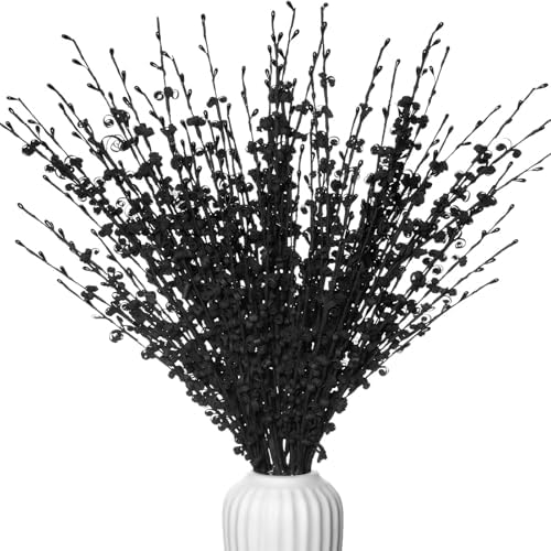 10Pcs Black 29.5" Artificial Jasmine Flowers for Halloween DIY Wreath Decor by Wolpark