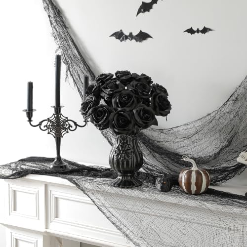 Nubry Artificial Silk Roses, 10pcs Fake Black Roses Bouquet - Image 6