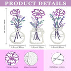 ARTINME 3 Pieces Metal Flowers Wall Arts - Rustic Farmhouse Decor Minimalist Flower Wall Decors for Living Room Bathroom Kitchen Bedroom Dining Room - Housewarming Gifts (Purple) - Image 2