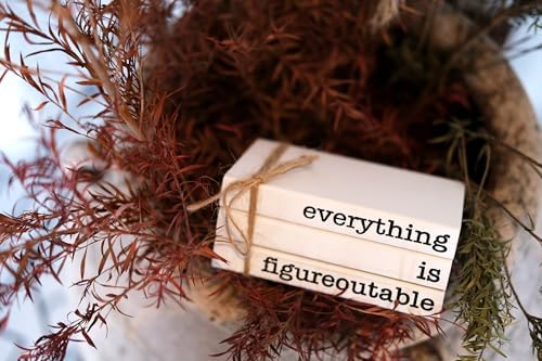 Farmhouse Motivational Wooden Office Desk Decor, Cute Decorative Books for Shelf Decoration, Inspirational Gifts for Women Men - Everything is Figureoutable Sign - Image 7