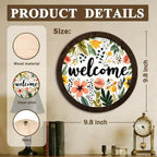 CFFJLHN Farmhouse Floral Welcome Sign Wall Art Round Wooden Decor - Image 7