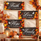 4 Pcs 10 x 4 Inch Fall Decorations for Home Maple Leaf Wall Decor, Black - Image 5