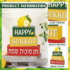 Marsui 4 Pcs Happy Sukkot Table Decor Wooden Sukkah Decorations - Image 4
