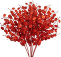Oairse 8 Pcs Christmas Tree Picks and Sprays Red Glitter Christmas Picks 26.8" Christmas Glitter Eucalyptus Leaves Stems for Christmas Tree Filler Branches Wreaths Centerpieces Holiday Decorations by Oairse