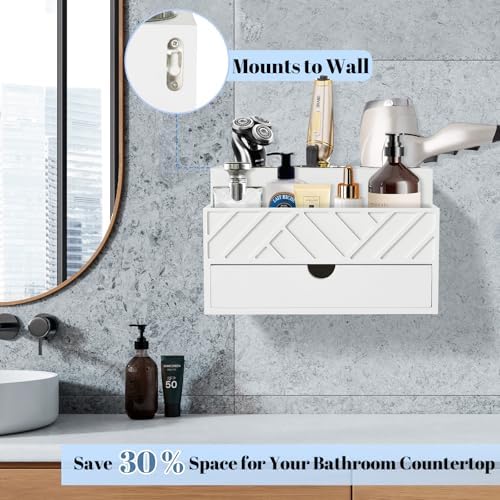 Hair Tool Organizer, Hair Dryer Holder with Drawer, Bathroom Countertop Organizer for Bathroom Accessories, Blow Dryer Organizer for Hair Styling Tools, Vanity Organizer for Bathroom, Vanity, Kitchen - Image 4