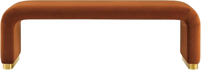 Modway EEI-6734-BRA-RUS Koda Performance Velvet Waterfall Long Bench, Brass Rust - Image 5