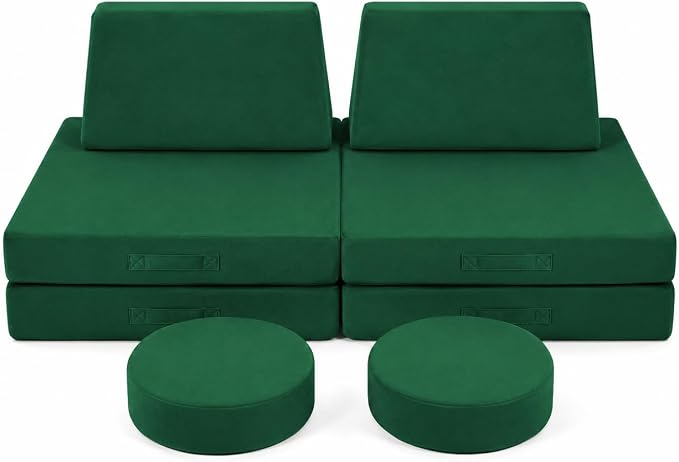 MeMoreCool Kids Play Couch, 8-Piece Modular Foam Sofa Fort Builder Set in by MeMoreCool