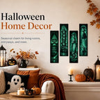Retro Halloween Sign, 4 Pcs Halloween Hanging Signs, Wooden Wall Art Decor - Image 4