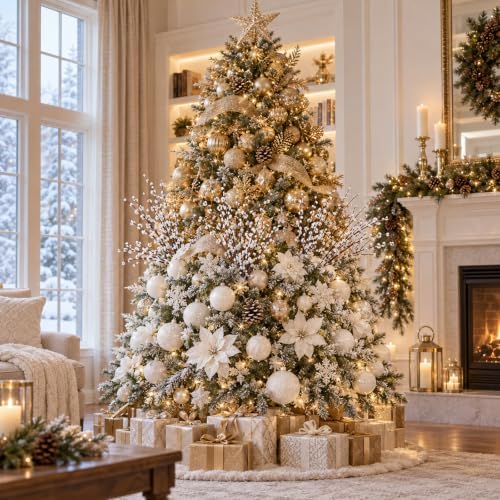 10Pcs White 29.5" Artificial Jasmine Flowers for Christmas DIY Wreath Decor - Image 3