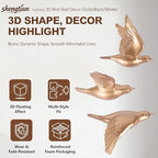 Gold 3D Flying Bird Wall Decor Set of 3, Resin Bird Wall Sculptures - Image 2