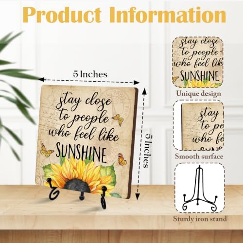Sunflower Decor for Rustic Farmhouse Country Room, Sunshine Wooden Sign for Home Living Room Yellow Kitchen Decor, Sunshine Gifts for Women (A13) - Image 2