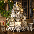Shellwei 23 Pcs Winter Tiered Tray Decor, Hello Winter Snowman Signs - Image 2