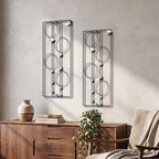 ZEXUIRU 2 Pcs. Abstract Metal Art for Wall Decor Living Room Bedroom Bathroom Office Metal Bling Modern Geometric Hanging Vertical Small Iron Sculpture Plaque Pack -Black 24in - Image 2