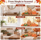 AstraVox 3Pcs Wooden Pumpkin Fall Decor, Rustic Autumn Decorations for Home - Image 4