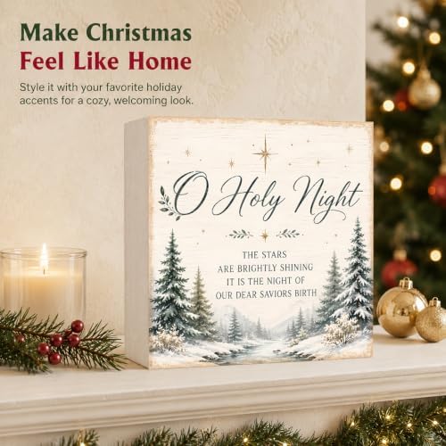 Christmas O Holy Night Sign Decorations Wood Box Sign - Image 5