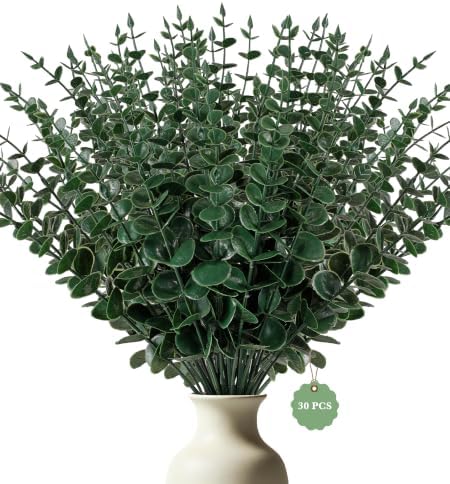 30pcs Artificial Eucalyptus Stems Eucalyptus Leaves,Fake Eucalyptus Plants by YOGJKI