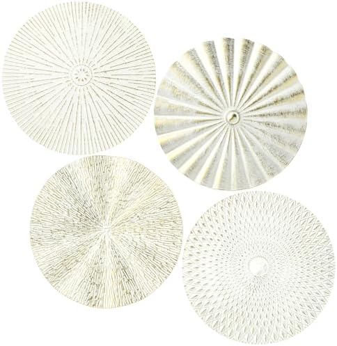 Hicarer 4 Pcs 12 Inch White Gold Metal Wall Art Decor Sunburst Decor by Hicarer