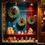 4 Pcs Small Christmas Hanging Wreaths with Artificial Cedar Cypress Pine Greenery Dark Brown Velvet Ribbon Mini Front Door Wreath for Porch Window Cabinet Wall Farmhouse Rustic Christmas Holiday Decor - Image 2