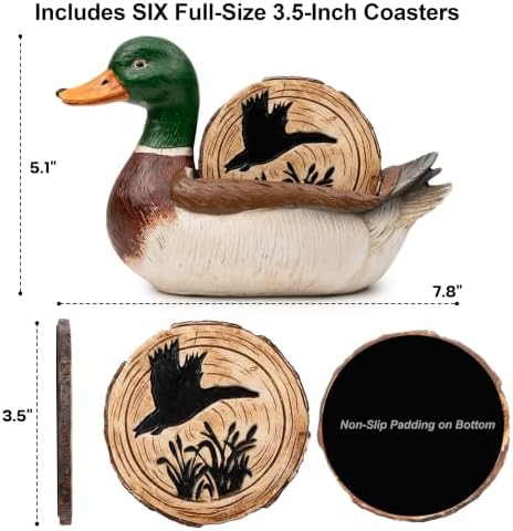Mallard Duck Coasters Set of 6 - Handcrafted Duck Decor & Hunter Gifts - Image 2
