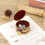 Hipiwe Vintage Jewelry Box Small Trinket Storage Organizer Box Gold Metal Chest Ring Case Treasure Chest Round Keepsake Boxes for Earrings Necklace Gift for Women,Purple - Image 4