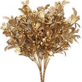 CATTREE Christmas Artificial Flowers, Golden Leaves Branches Plants Fake Berry Plant Decor for Wedding Party Indoor Outdoor DIY Home Office Table Centerpieces Arrangements Decoration - Gold 2 Pack by CATTREE