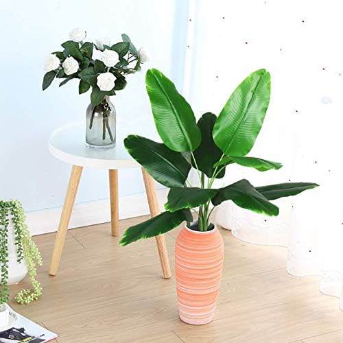 Artificial Bird of Paradise Plant, Faux Palm Plants with Real Touch Leaves Fake Banana Tree Plastic Stems for Home Room Greenery Decor Office Indoor Outdoor Garden Wedding Party DIY Decorations 2 Pack - Image 6