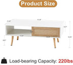 Boho Coffee Table for Living Room, 41.3" Rattan Coffee Table - Image 7