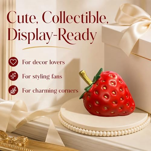 Strawberry Decor Sculpture, Red Fruit Figurine Home Decor, Modern Decorative Ornament for Kitchen Desk Shelf Coffee Table Aesthetic Room Decor Unique Gift - Image 5