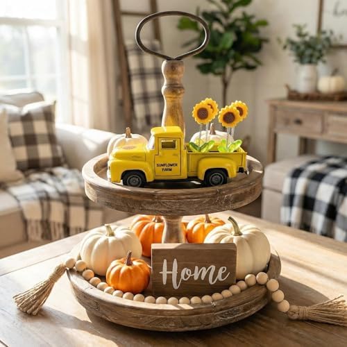 Sunflower Farm Truck Decor, 5.7 Inch Vintage Metal Pickup Tabletop Decor - Image 6