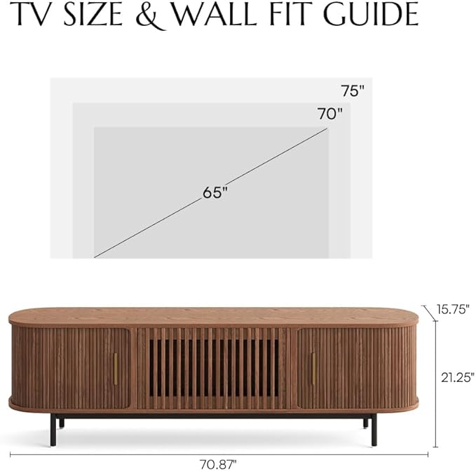 POVISON Fully-Assembled Mid Century Modern TV Stand - Image 5