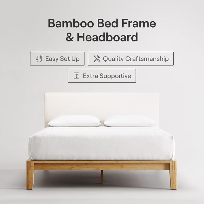Nectar Bamboo Platform Bed Frame & Upholstered Headboard - Image 2