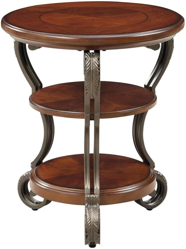 Traditional Style Brown Cherry 1pc Sofa Table Open Bottom Shelf Ornate Design - Image 3