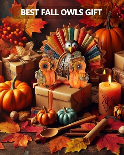 GoGnome 2-Pack Resin Thanksgiving Owl Figurine 4.7'' - Thanksgiving Table Decor Haverst Pumpkins Corns Decorations Indoor Autumn Centerpieces Favors Gifts for Women All Ages (Owls) - Image 4
