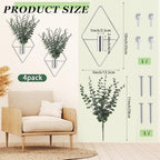Jexine 2 Pcs Hanging Artificial Planters Wall Decor, Silver, Eucalyptus - Image 2
