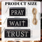 CroBlissful 4 Pcs Farmhouse Wooden Table Decor Christian Tiered Tray Decorations Rustic Religious Gift Block Sign Pray Wait Trust Table Centerpiece for Home Kitchen Living Room Shelf Mantle - Image 4