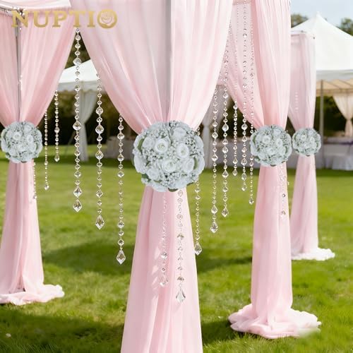 NUPTIO Flower Balls for Table Centerpieces: White Fake Flowers, 8.6 Inch - Image 3