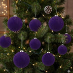 46Pcs Velvet Christmas Ball Ornaments Set - Flocked Shatterproof Christmas Tree Decorations Classic Hanging Ornaments with Rope for Xmas Wreath Holiday Home Decor (Multi-Size, Purple) - Image 5