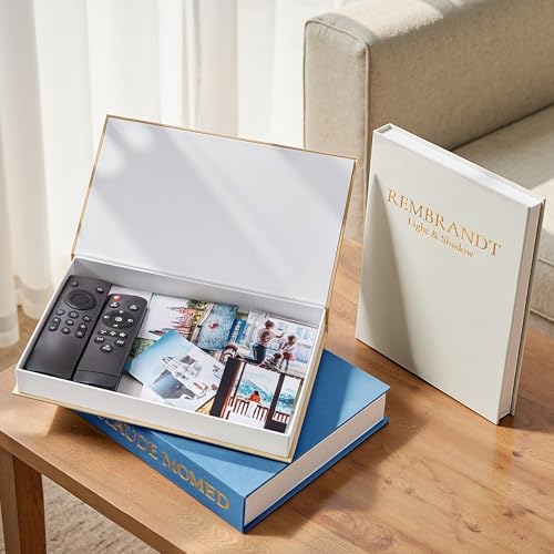 JARLINK Aesthetic Decorative Books, Set of 3 Linen Faux Book Boxes, Blue - Image 4