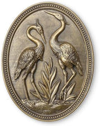 Vintage Crane Wall Sculpture, Antique Wall Decor, Crane Wall Art, Hand Painted Wall Decoration with Embossed Couple Birds Design, Heron Wall Art, Vintage Wall Decor for Living Room Bedroom Dining Room Hallway, Housewarming Gifts by Newinhome