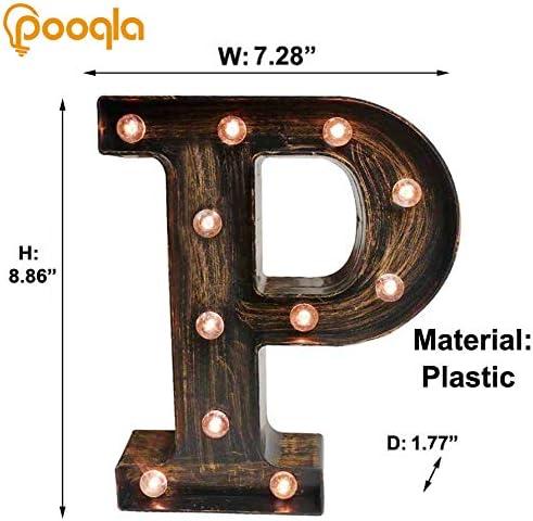 Pooqla Vintage Light Up Marquee Letters with Lights – Illuminated Industrial Style Lighted Alphabet Letter Signs - Coffee Bar Apartment Bedroom Wall Home Initials Decor A-Z - Image 4