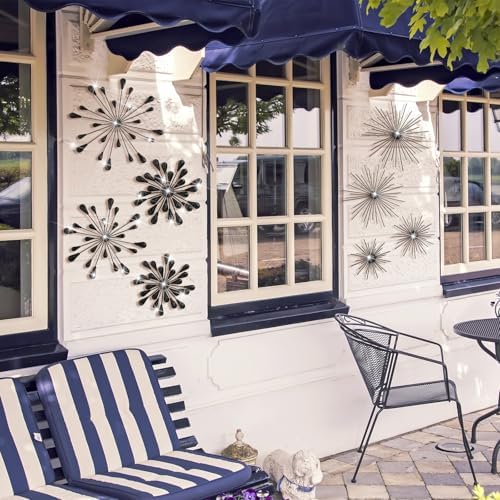 Blulu 8 Pcs Metal Starburst Wall Art, 3D Crystal Teardrop Rhinestone Wall Sculptures, Modern Mid Century Hanging Accents Decor for Living Room Bedroom Entryway Office Home Decoration - Image 6