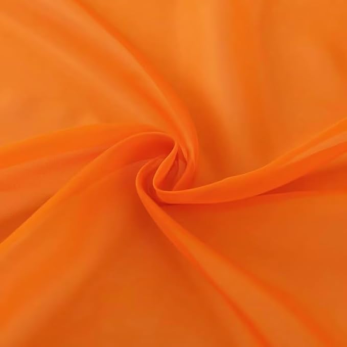 SpaceDresser Basic Rod Pocket Sheer Voile Window Curtain Panels Orange 2 Panels - Image 6
