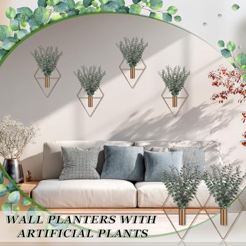 Jexine 4 Pcs Hanging Artificial Planters Wall Decor, Antique, Eucalyptus - Image 4
