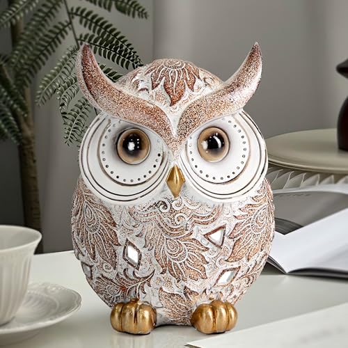 Smadeer Owl Statue and Figurine for Home Decor Accents Adorable Owl for Shelf Bookshelf Bedroom Living Room Office Table Desk Modern Decorations Animal Sculpture for Birds Lovers - Image 5