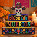 Putuo Decor Day of The Dead Table Decor Sugar Skull Dia De Los Muertos Sign by PUTUODECOR