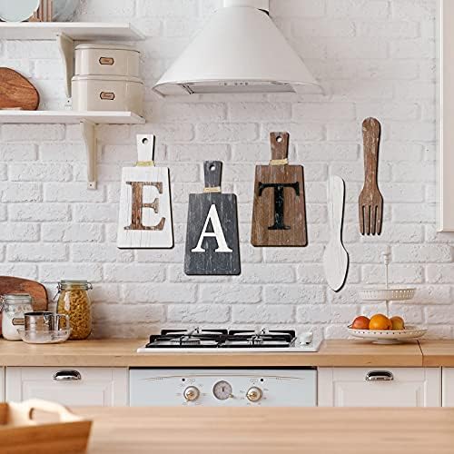 Jetec Cutting Board Eat Sign Set Wall Decor, White, Grey, Dark Brown - Image 5